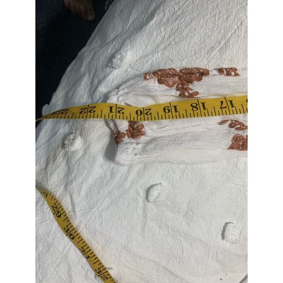 Free People Emma Austin Boho Floral Gauzy Embroidered Swing Dress S Off White - Picture 7 of 9